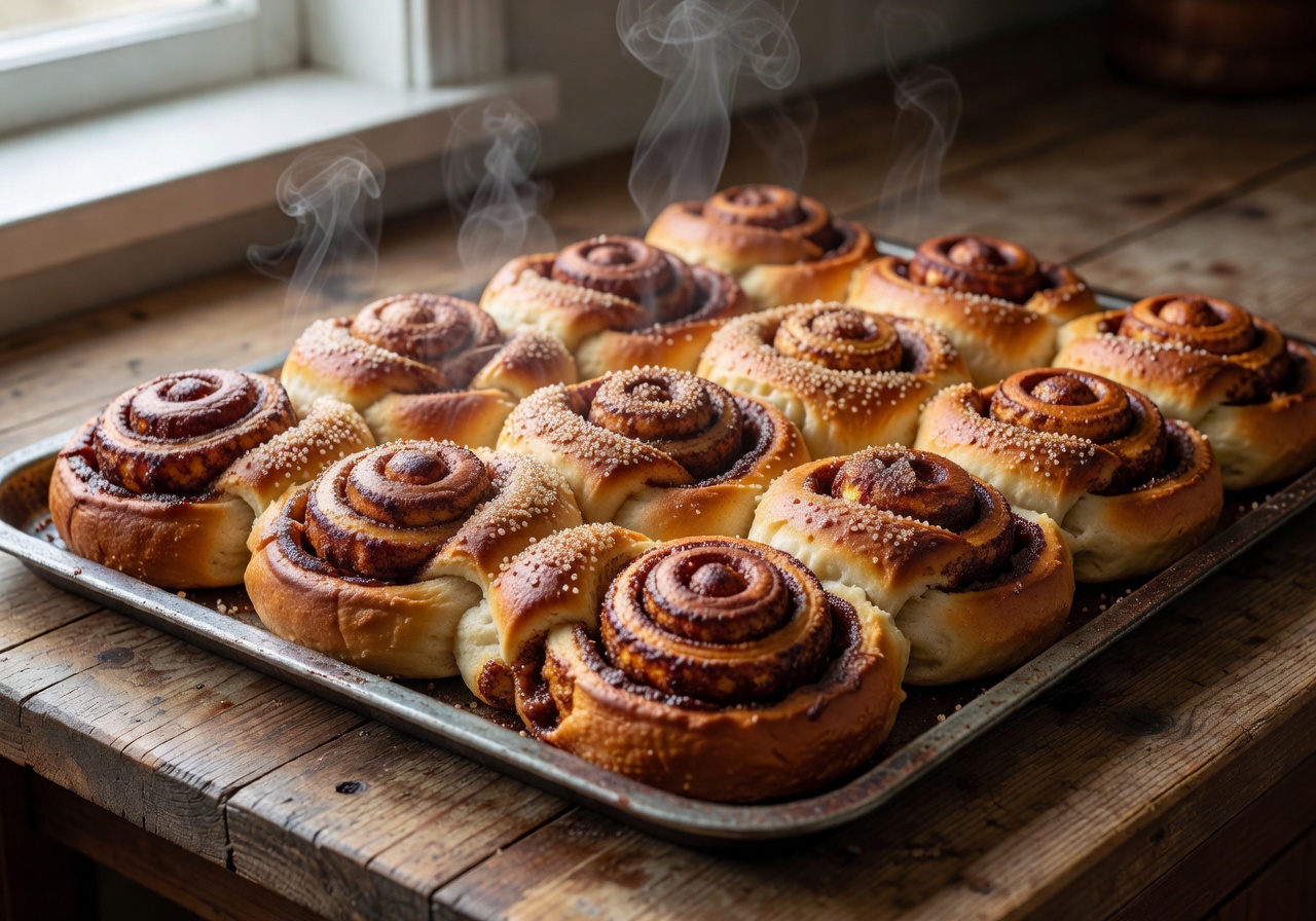 Finnish cinnamon bun pastry korvapuusti on a plate in cozy café setting